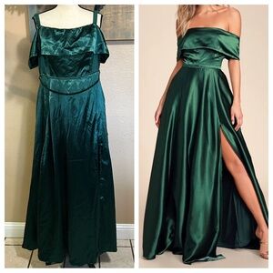 Lulus | Dresses | Lulus Greatest Hits Forest Green Satin Offtheshoulder Maxi  Dress Size Xxl Nwt | Poshmark